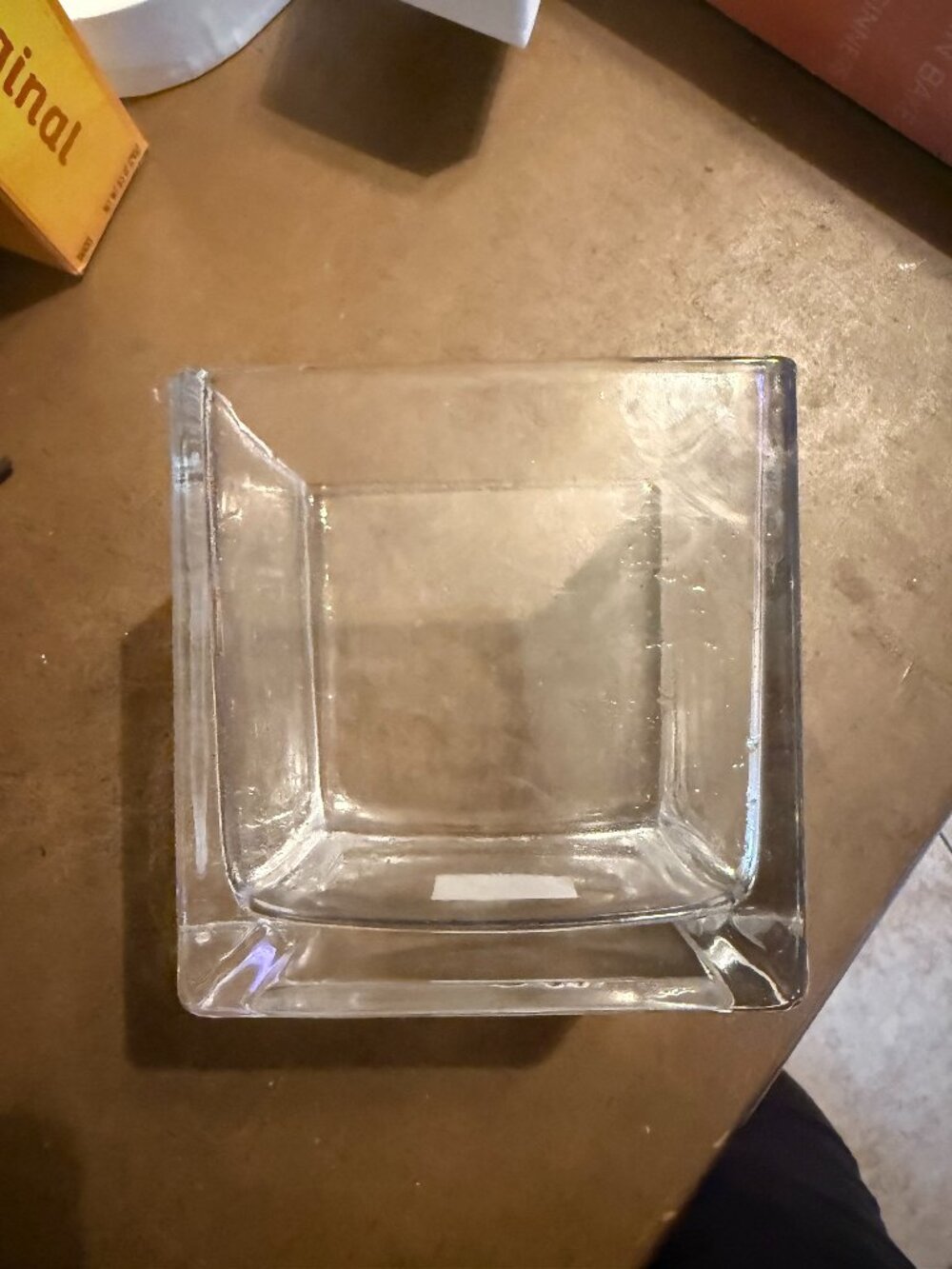 Glass Square Cube Clear Decorative Flower Vase 4.5 X 4.5 X4.5 Inches